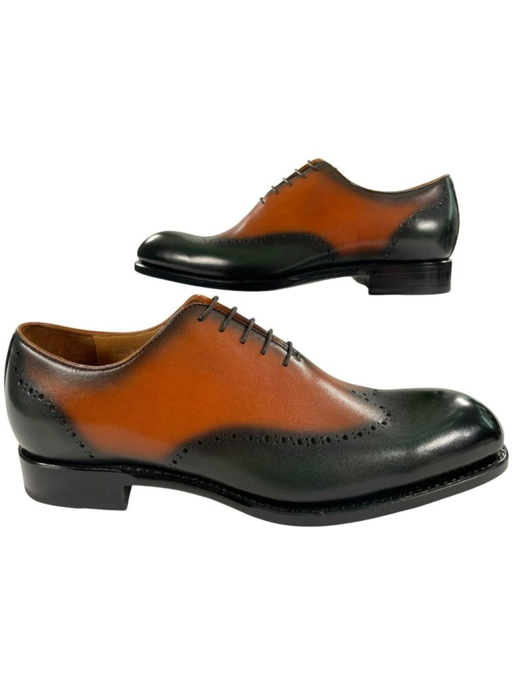 UGo Vasare Williams Green/Caramel Calfskin Oxford Shoes W/Dust Bags Men's Size 8